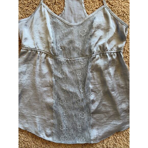 KIRRA Silver Gray Y2K Lace Racerback Babydoll Cami Tank Top Shirt Blouse Large - Picture 3 of 10